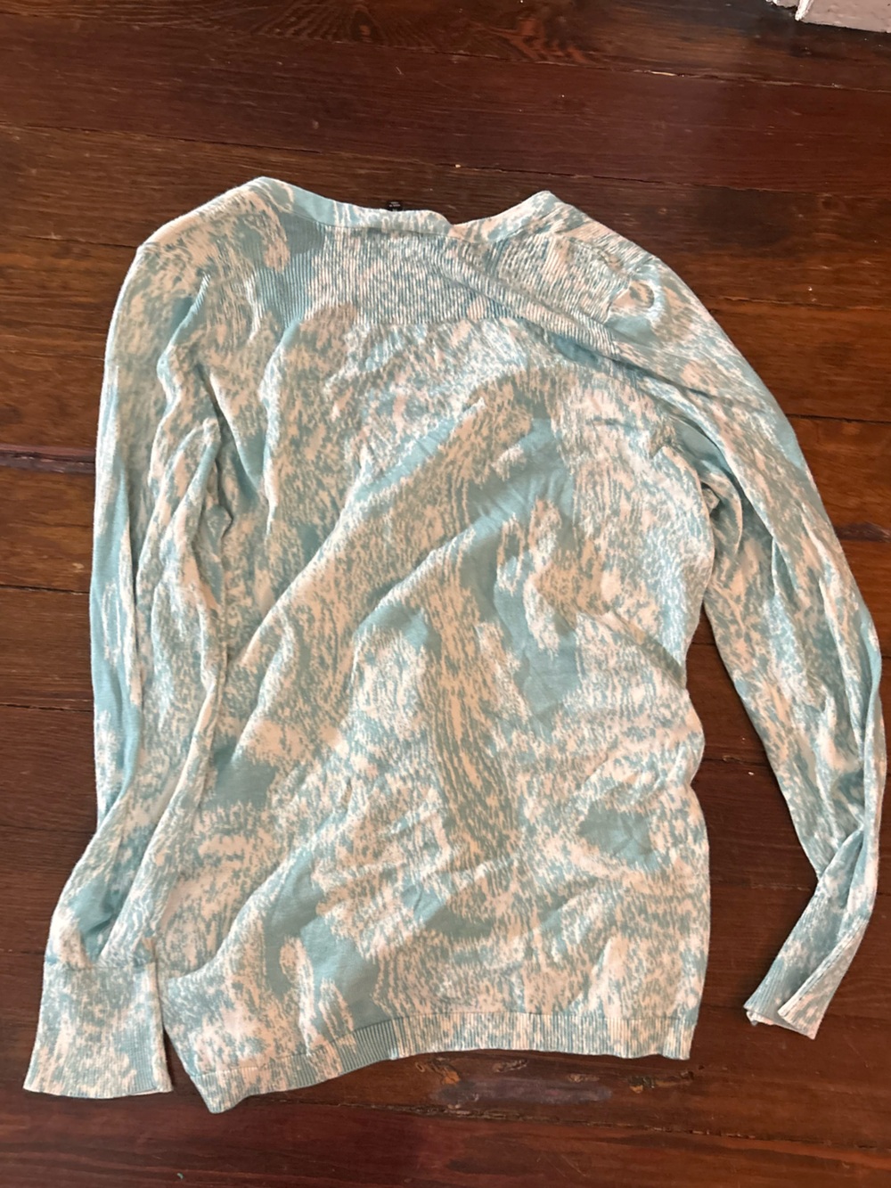 Talbots blue white teal patterned button up cardigan sweater size M - Picture 4 of 4